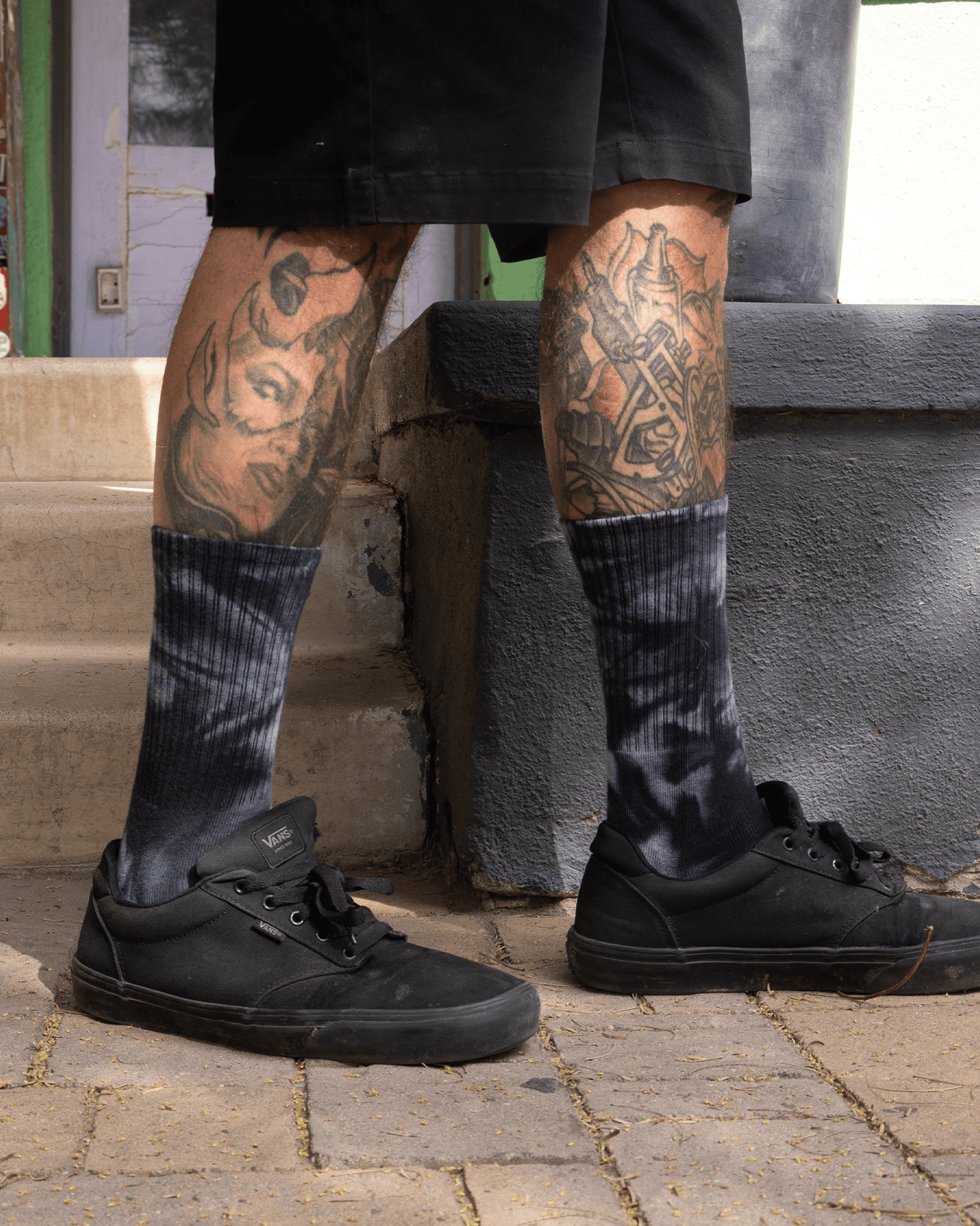 Black Tie Dye Crew Socks