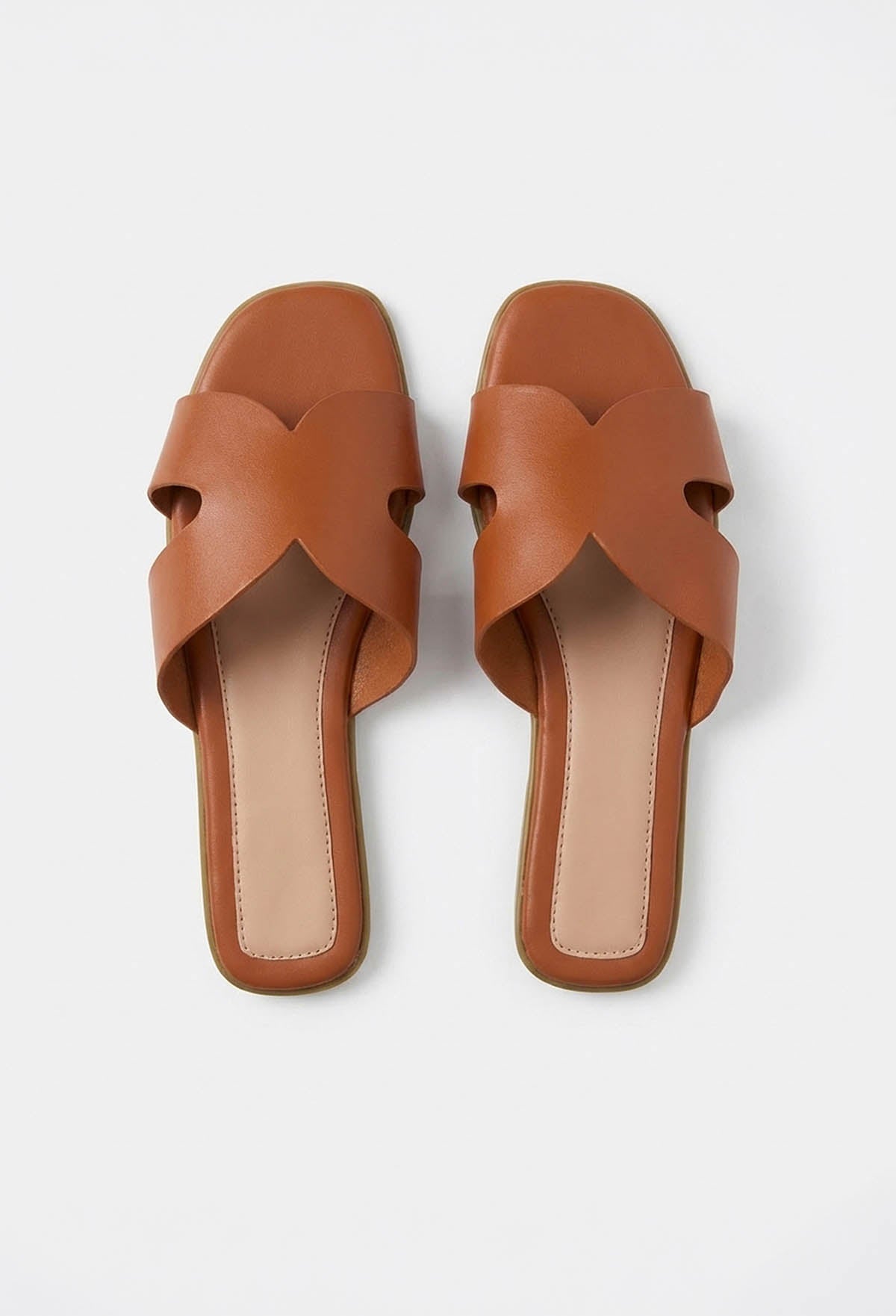 Forever You Tan Faux Leather Sliders