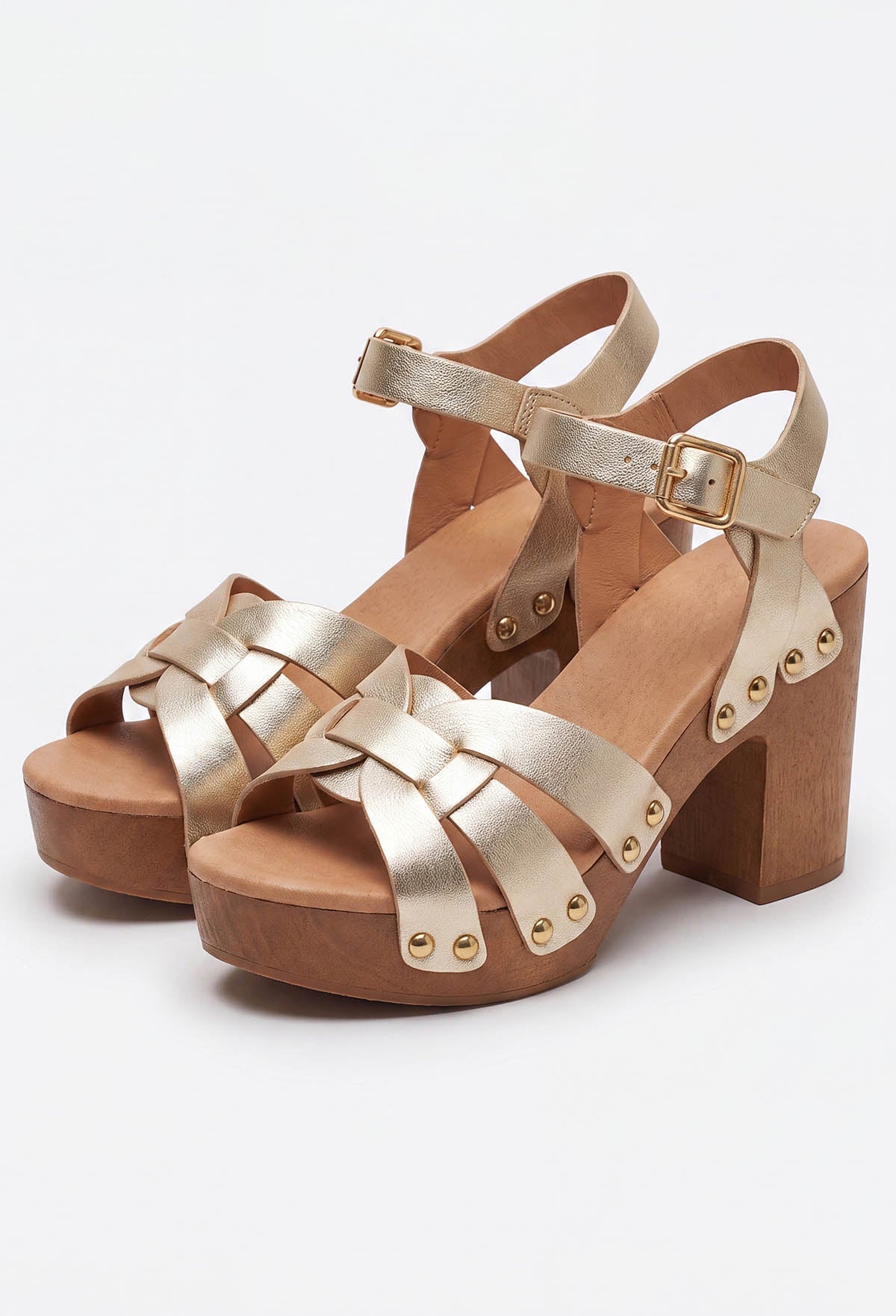 Island Retreat Gold Chunky Heels