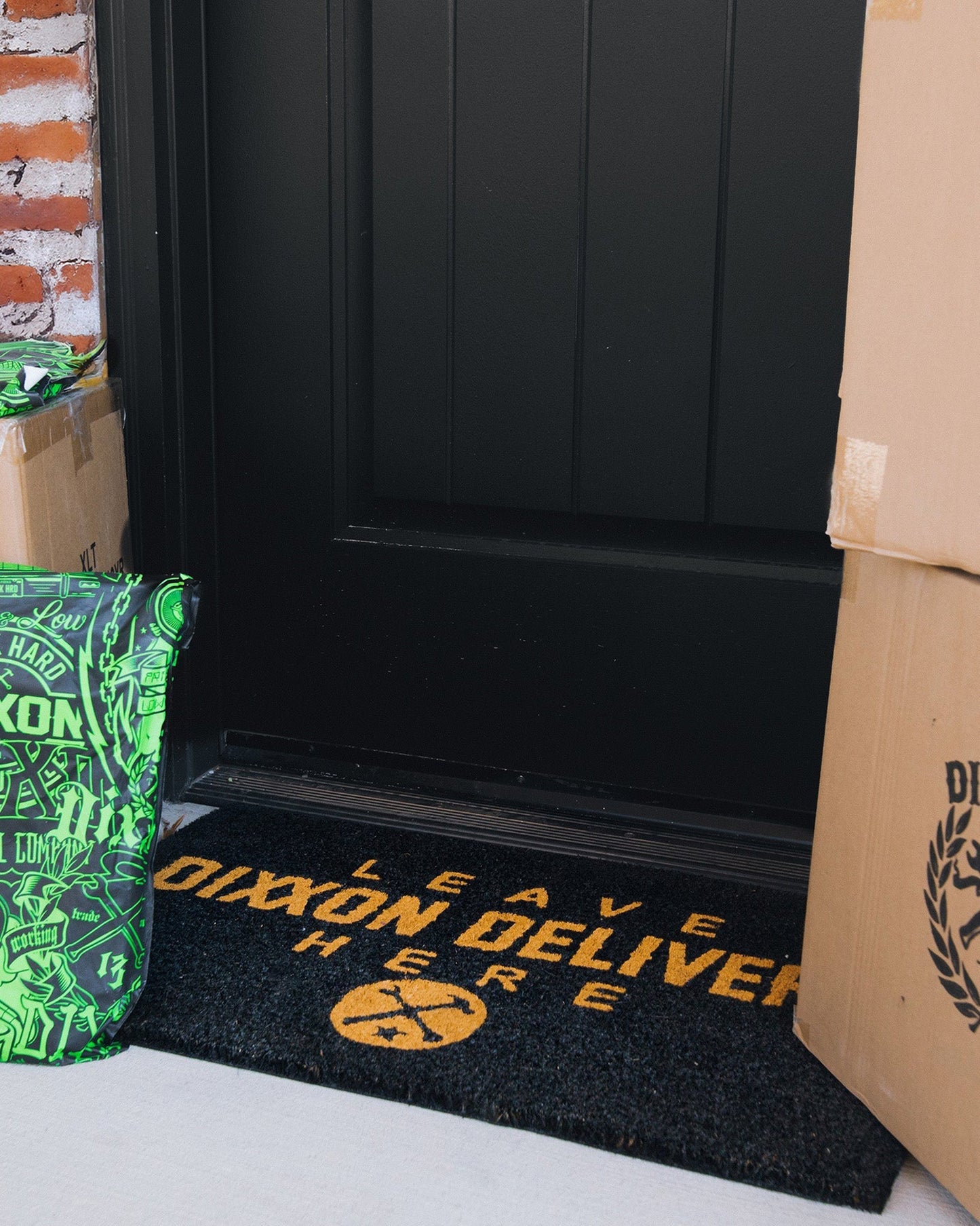 Leave Dixxon Delivery Here Outdoor Welcome Mat