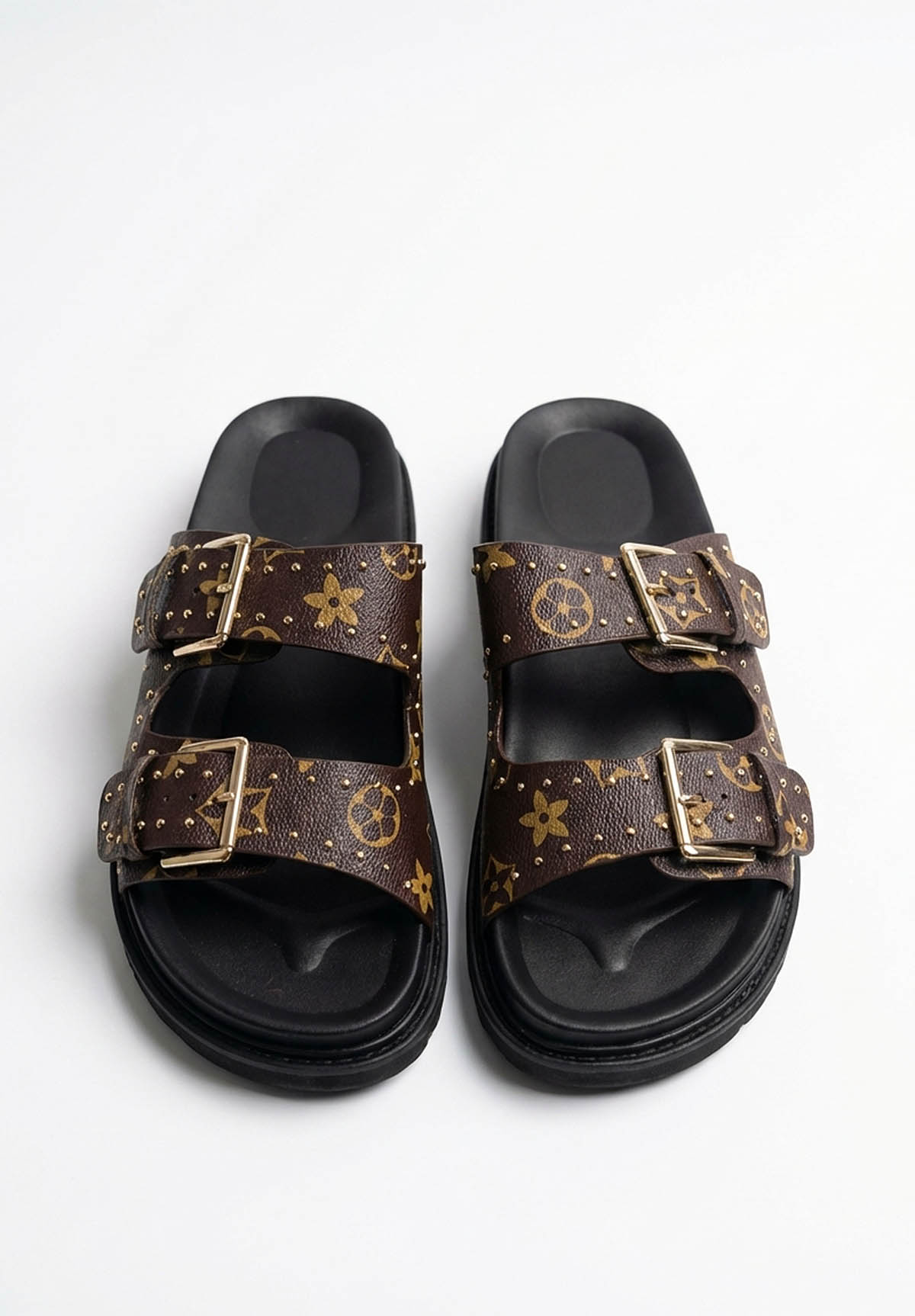 Going Logo Brown Printed Double Strap Sliders