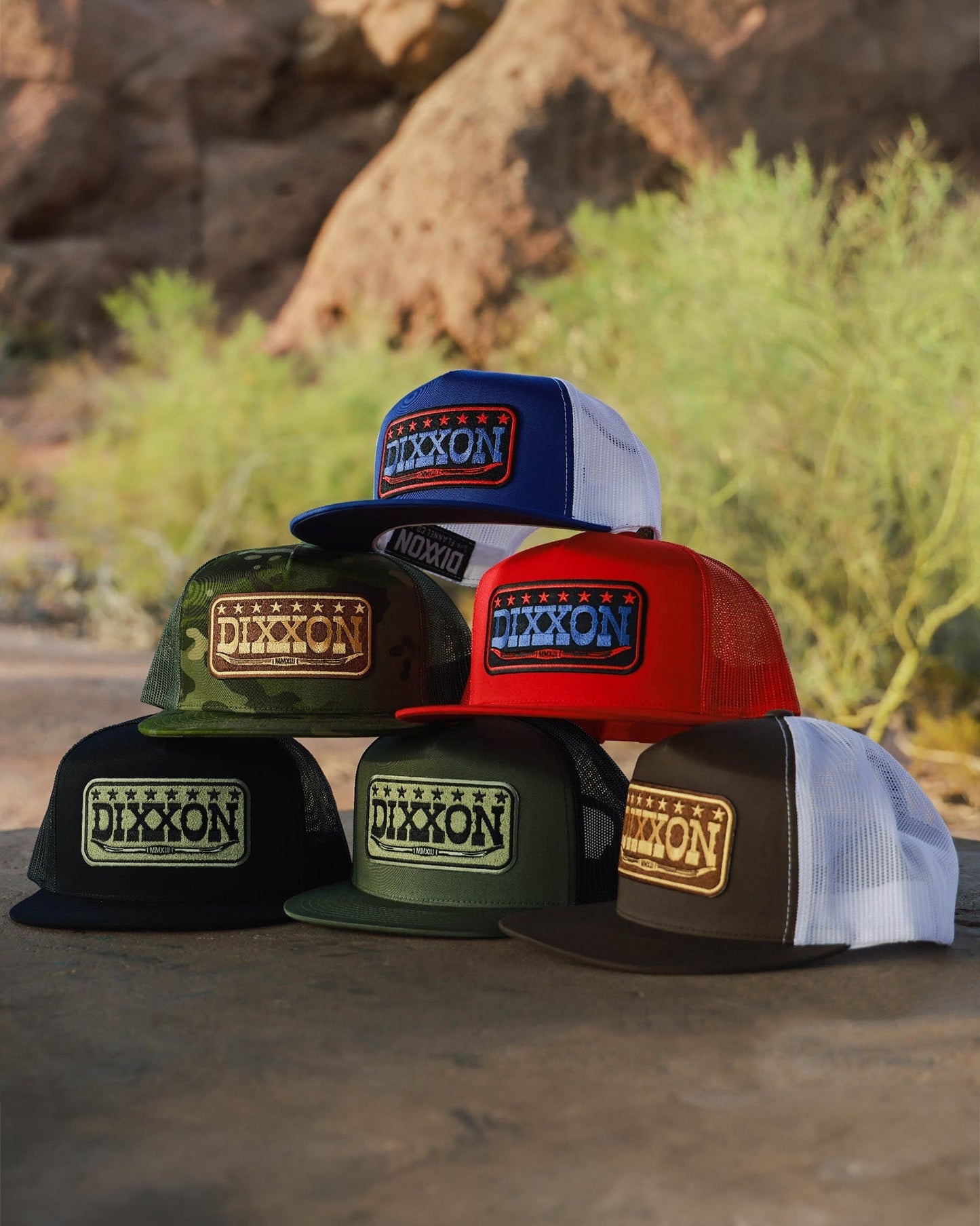 Longhorn Flat Bill Trucker Snapback - Red, Black, & Blue