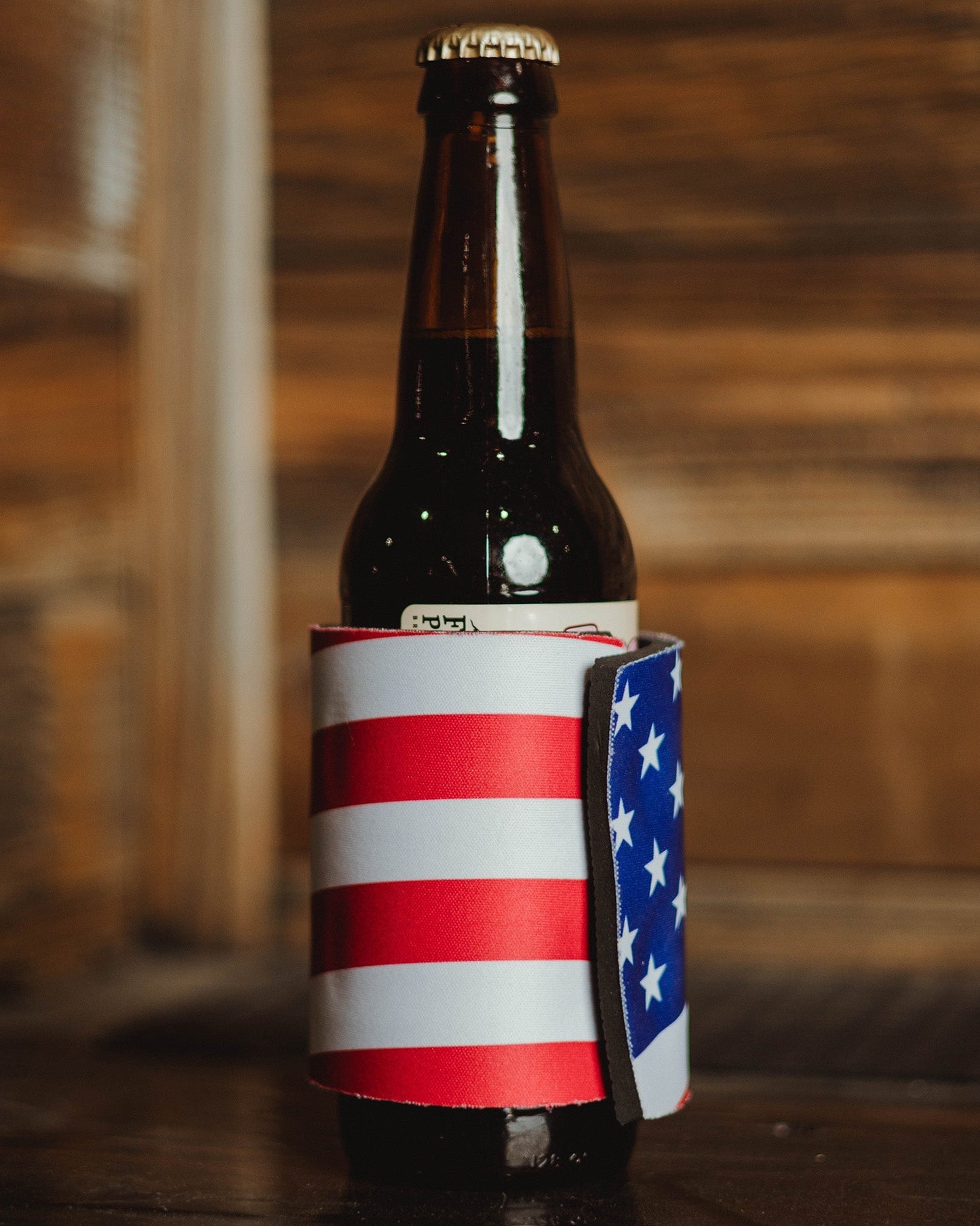 Monogram Snap Coozie Can Cooler - Red, White, & Blue
