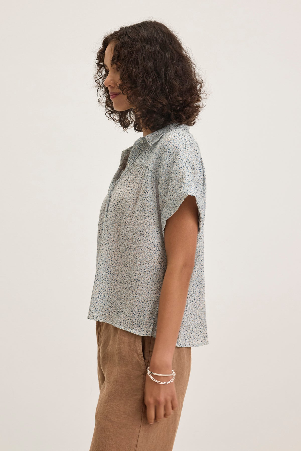 TIGE PRINTED CRINKLE COTTON GAUZE TOP