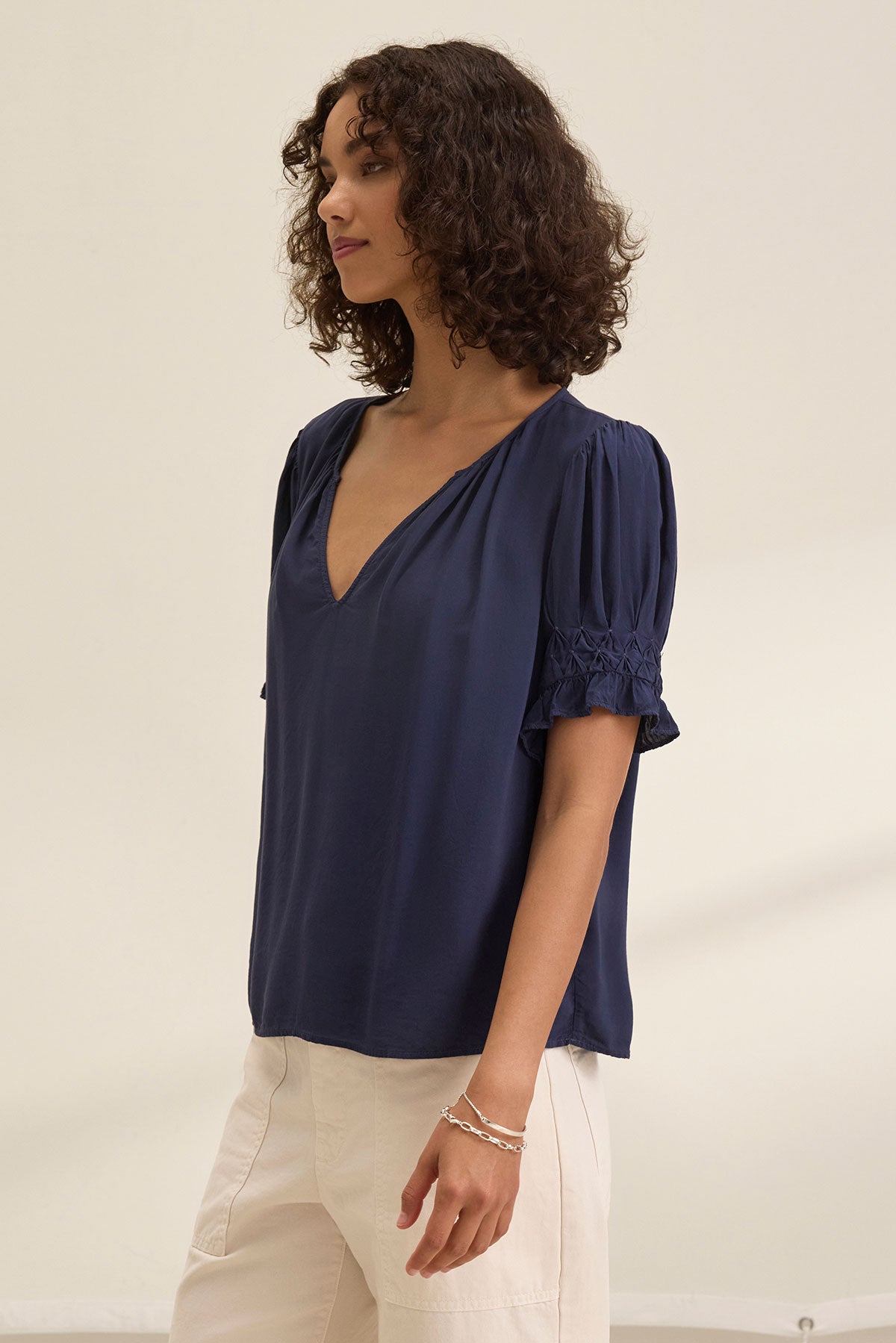 CALISSA SPLIT NECK BLOUSE