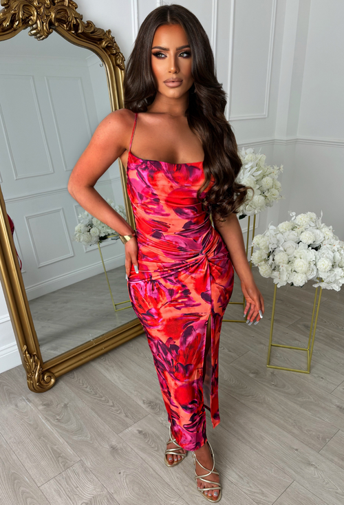 Hotter Than Ever Pink Abstract Flower Dress
