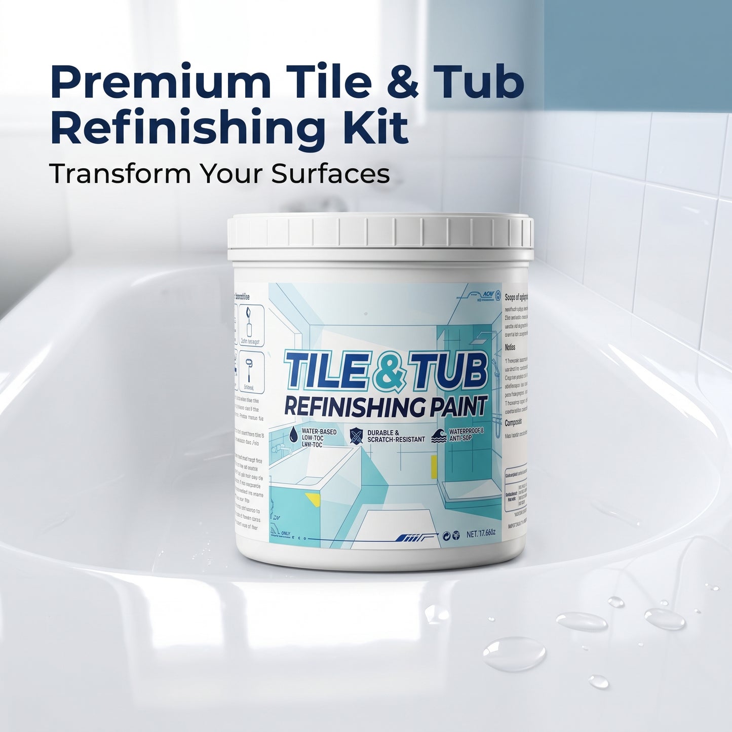 🔥 DIY Tub & Tile Refinishing Kit – Premium Bathroom Surface Restoration Coating for Bathtubs, Showers & Sinks