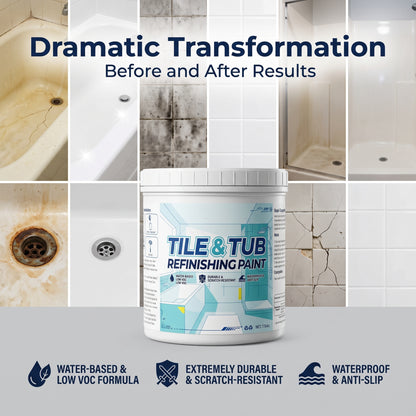 🔥 DIY Tub & Tile Refinishing Kit – Premium Bathroom Surface Restoration Coating for Bathtubs, Showers & Sinks
