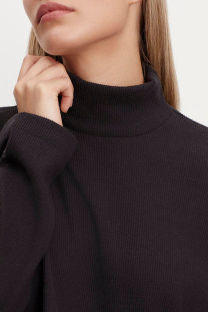 ALEC BRUSHED RIB MOCK NECK TOP