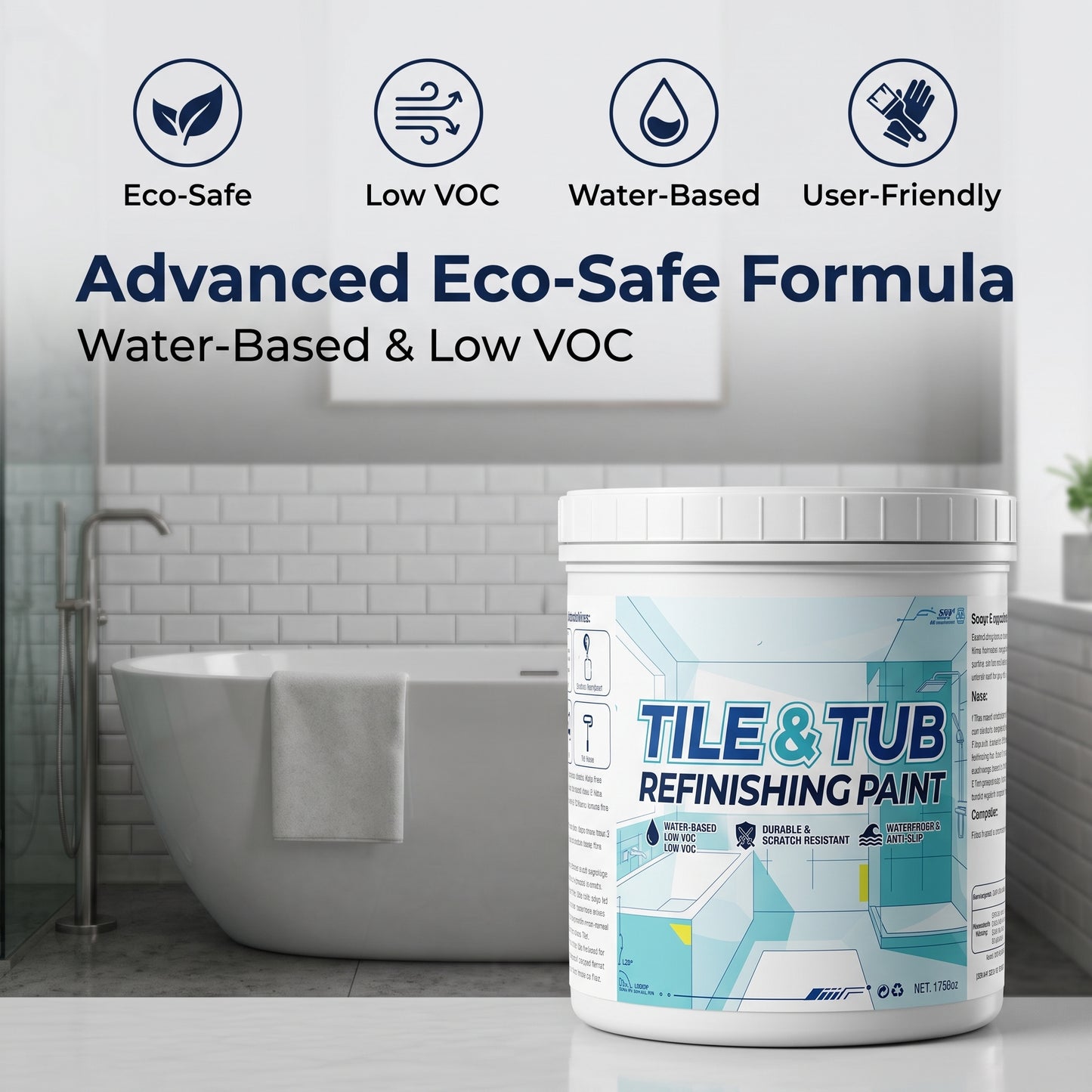 🔥 DIY Tub & Tile Refinishing Kit – Premium Bathroom Surface Restoration Coating for Bathtubs, Showers & Sinks