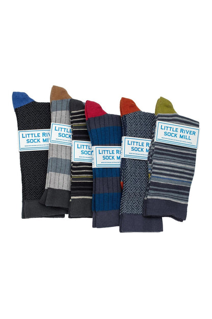 STRIPED RIB CREW SOCK BY LITTLE RIVER SOCK MILL