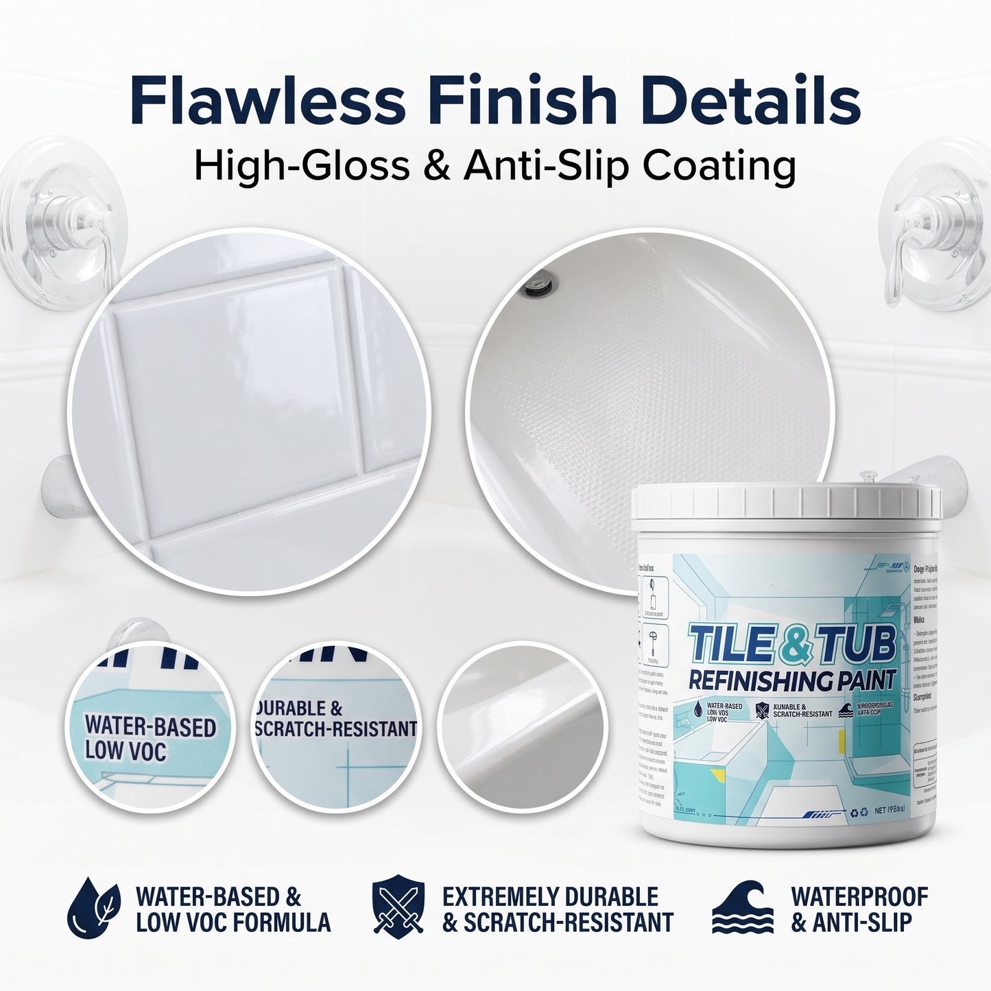 🔥 DIY Tub & Tile Refinishing Kit – Premium Bathroom Surface Restoration Coating for Bathtubs, Showers & Sinks