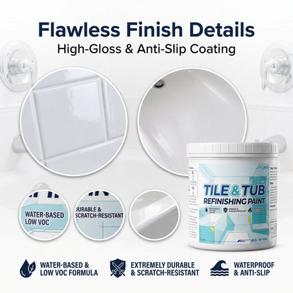 🔥 DIY Tub & Tile Refinishing Kit – Premium Bathroom Surface Restoration Coating for Bathtubs, Showers & Sinks