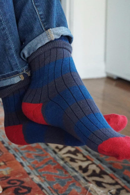 STRIPED RIB CREW SOCK BY LITTLE RIVER SOCK MILL