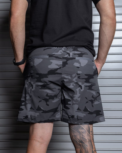 7" Gym Shorts - Black Camo