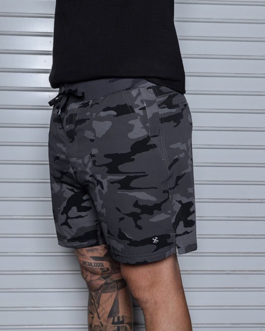 7" Gym Shorts - Black Camo