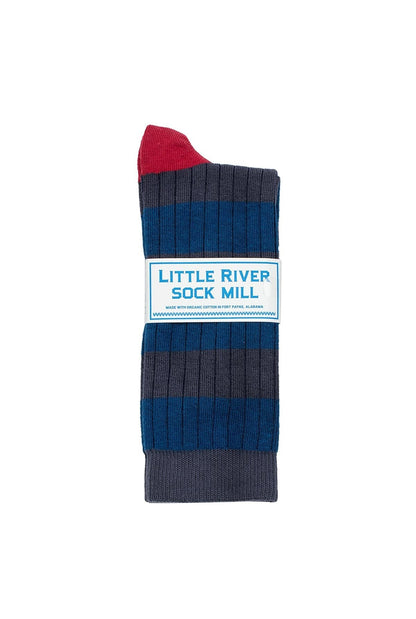 STRIPED RIB CREW SOCK BY LITTLE RIVER SOCK MILL