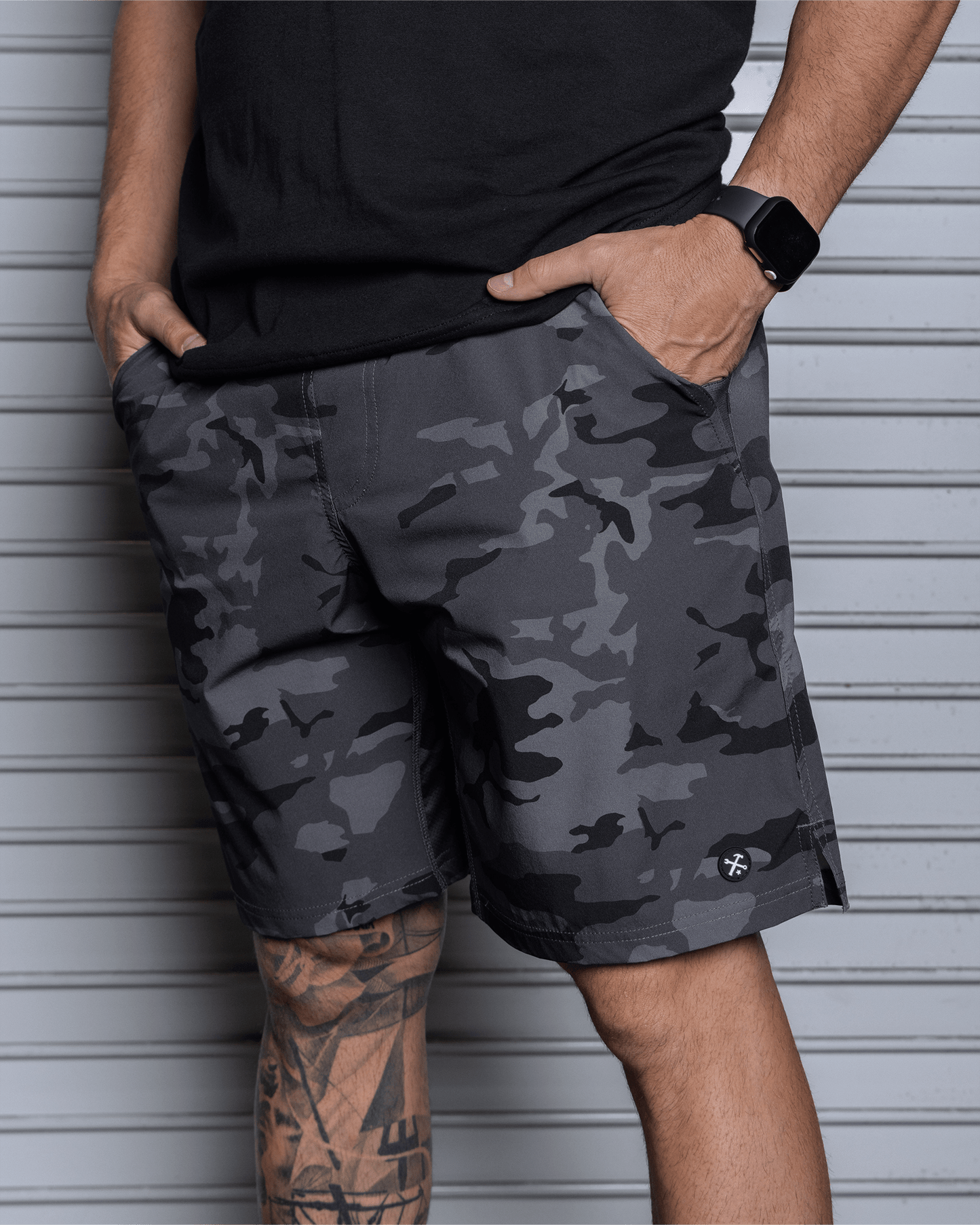 9" Gym Shorts - Black Camo