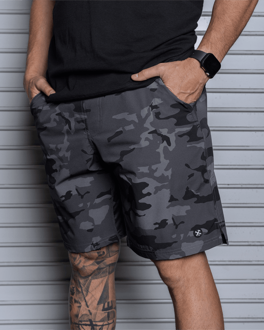 9" Gym Shorts - Black Camo