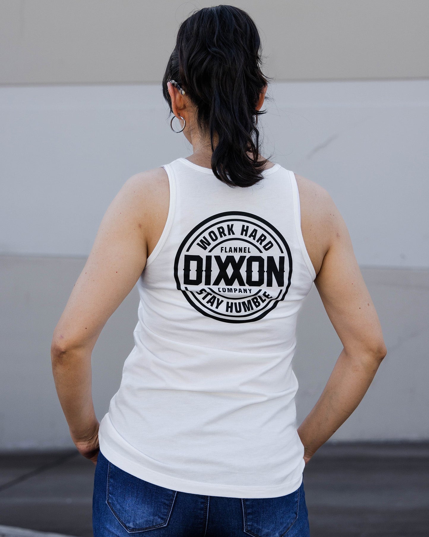 Women's Black Nuevo Corpo Flowy Tank - White