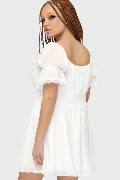 Celestial Night Off The Shoulder Mini Dress [White]