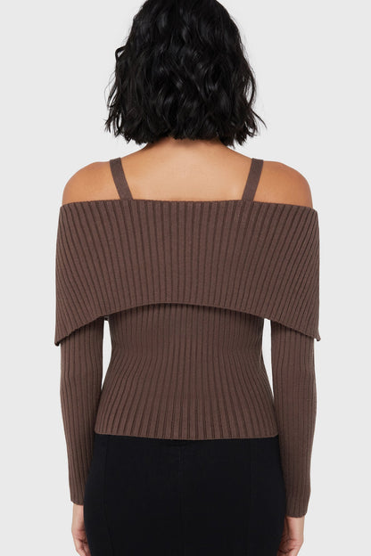 Dusk Empress Knit Top [Brown]