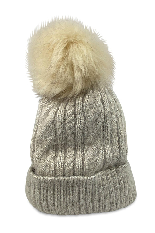 CLASSIC CABLE LINED POM BEANIE