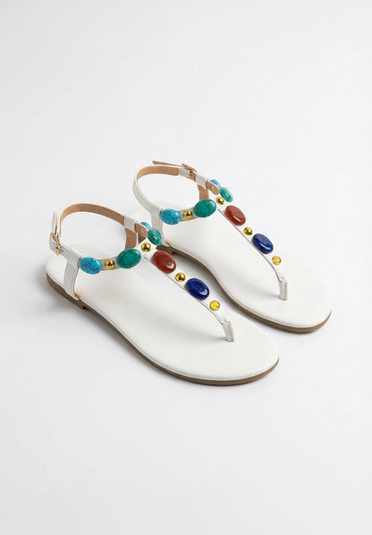 Gemstar Days White Embellished Sandals