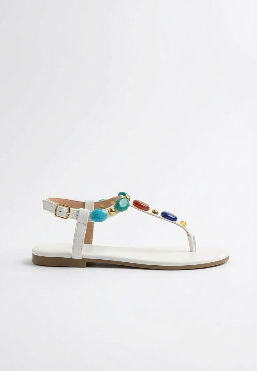 Gemstar Days White Embellished Sandals