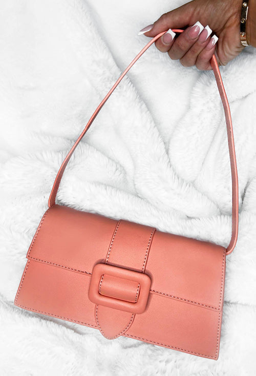 Flirty Babe Coral Top Handle Buckle Detail Bag