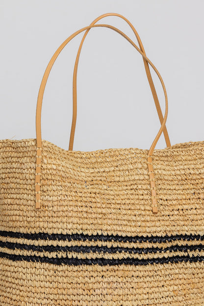LUXE STRIPE STRAW TOTE