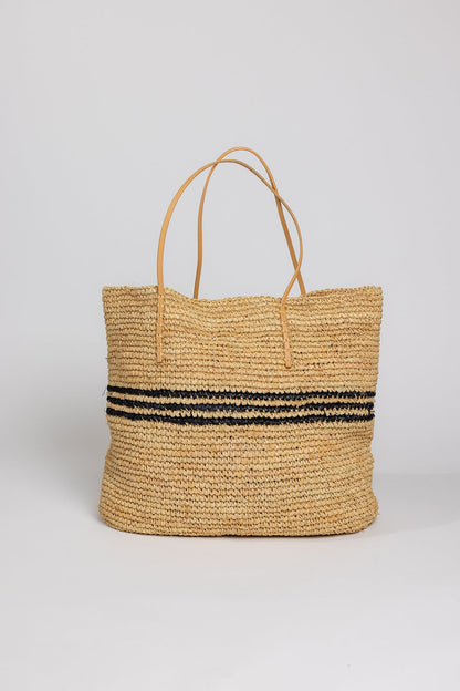LUXE STRIPE STRAW TOTE