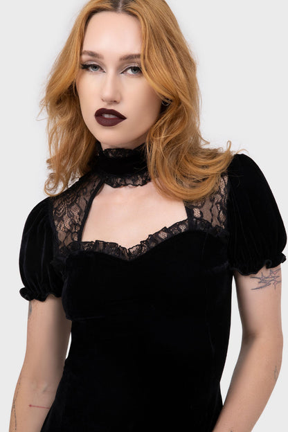 Julienne Velvet Keyhole Dress [B]