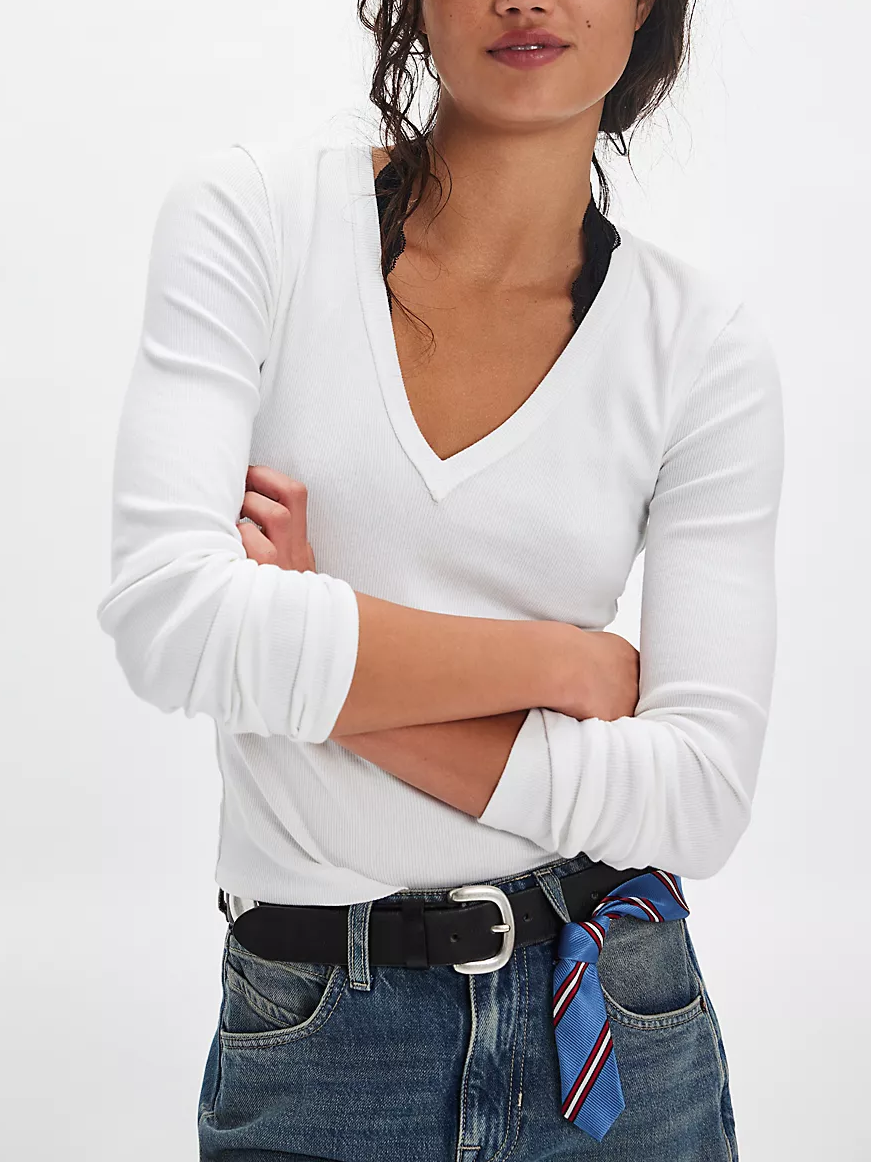FREE PEOPLE Neria Long Sleeve V Neck Top
