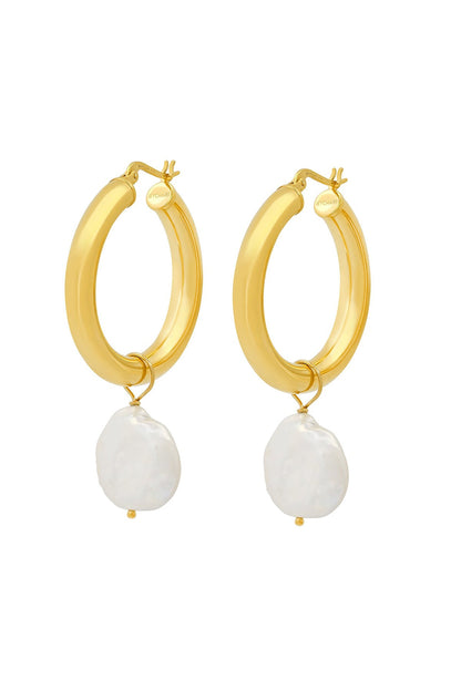 SADE HOOPS WITH PEARL CHARM BY BYCHARI