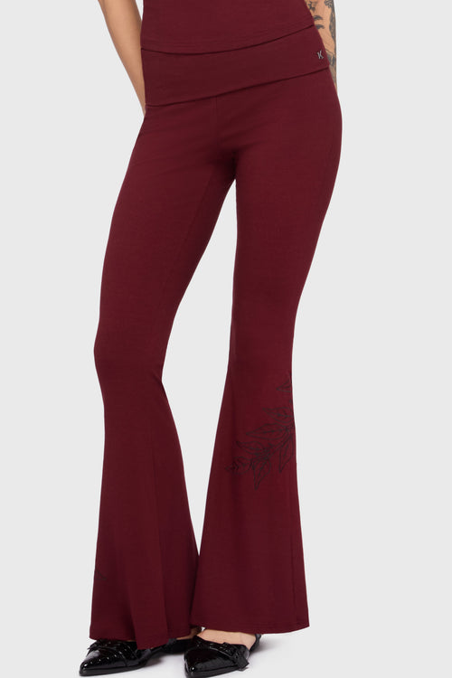 Twilight Viper Embroidered Flares [Burgundy]
