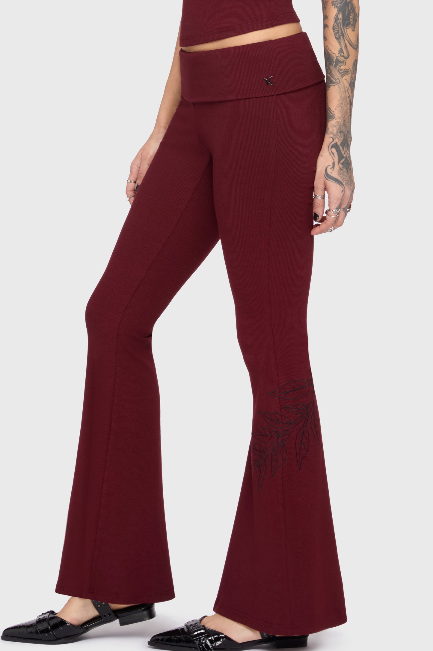 Twilight Viper Embroidered Flares [Burgundy]