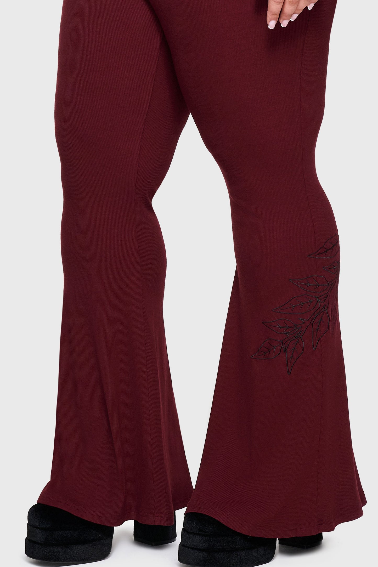 Twilight Viper Embroidered Flares [Burgundy]