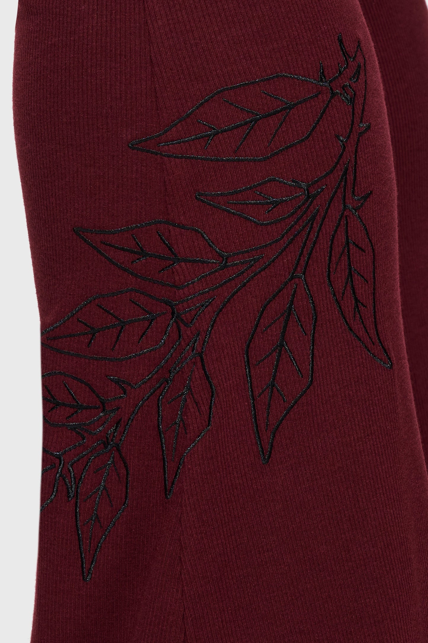 Twilight Viper Embroidered Flares [Burgundy]