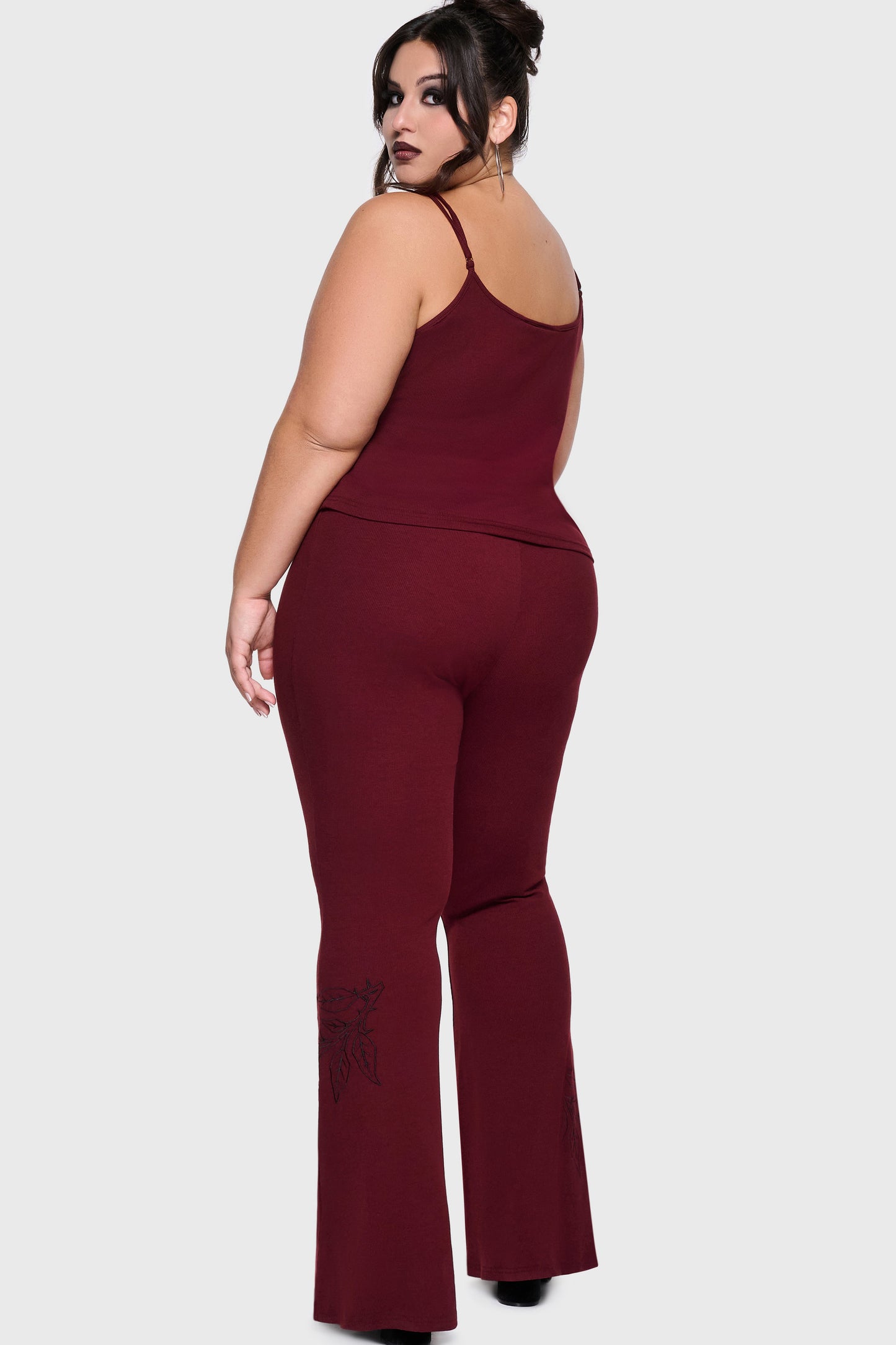 Twilight Viper Embroidered Flares [Burgundy]