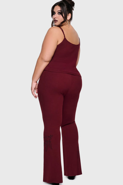 Twilight Viper Embroidered Flares [Burgundy]