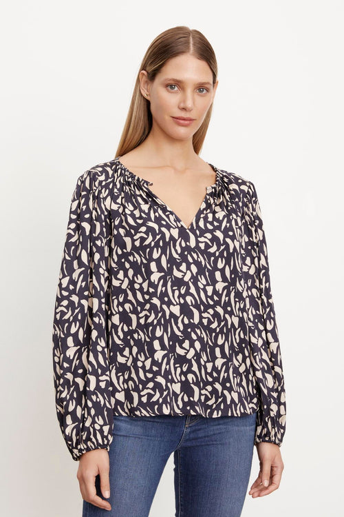 KADE PRINTED PEASANT BLOUSE