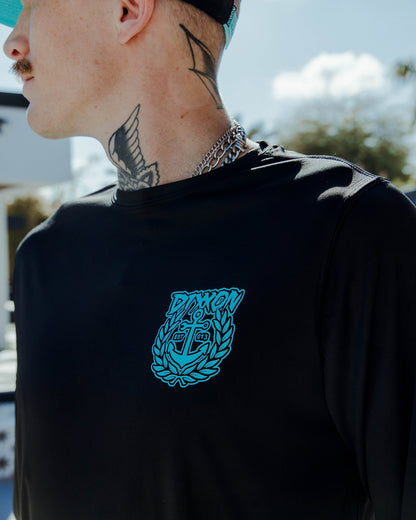 Aqua Salty Crest UV Long Sleeve T-Shirt - Black