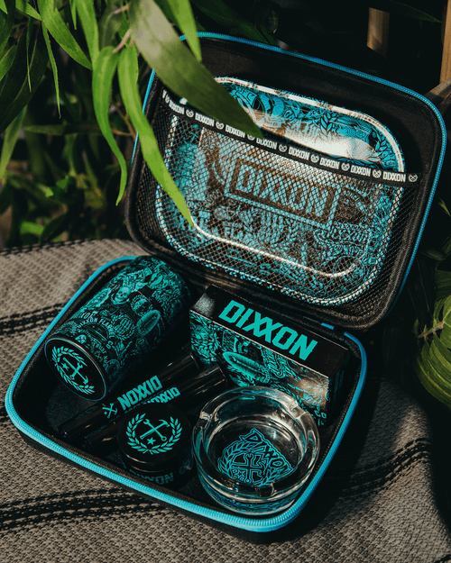 Black & Aqua Blue Weed Travel Kit