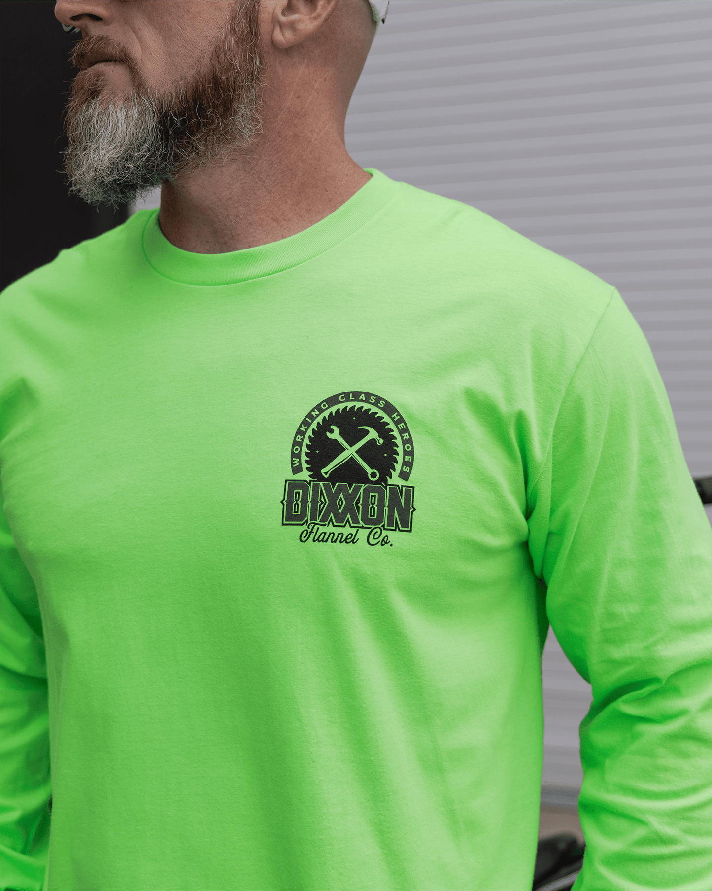Black Buzz Hi Vis Long Sleeve T-Shirt - Safety Green