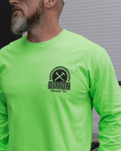 Black Buzz Hi Vis Long Sleeve T-Shirt - Safety Green