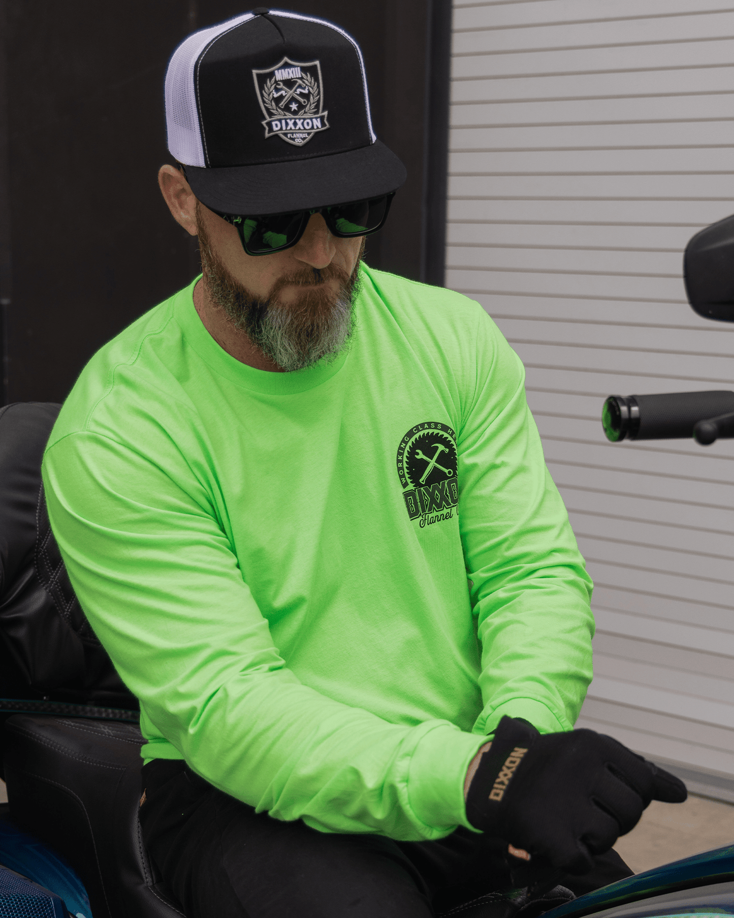Black Buzz Hi Vis Long Sleeve T-Shirt - Safety Green