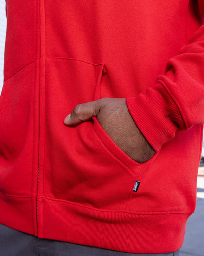 Black & Gray Nuevo Corpo Zip Up Hoodie - Red