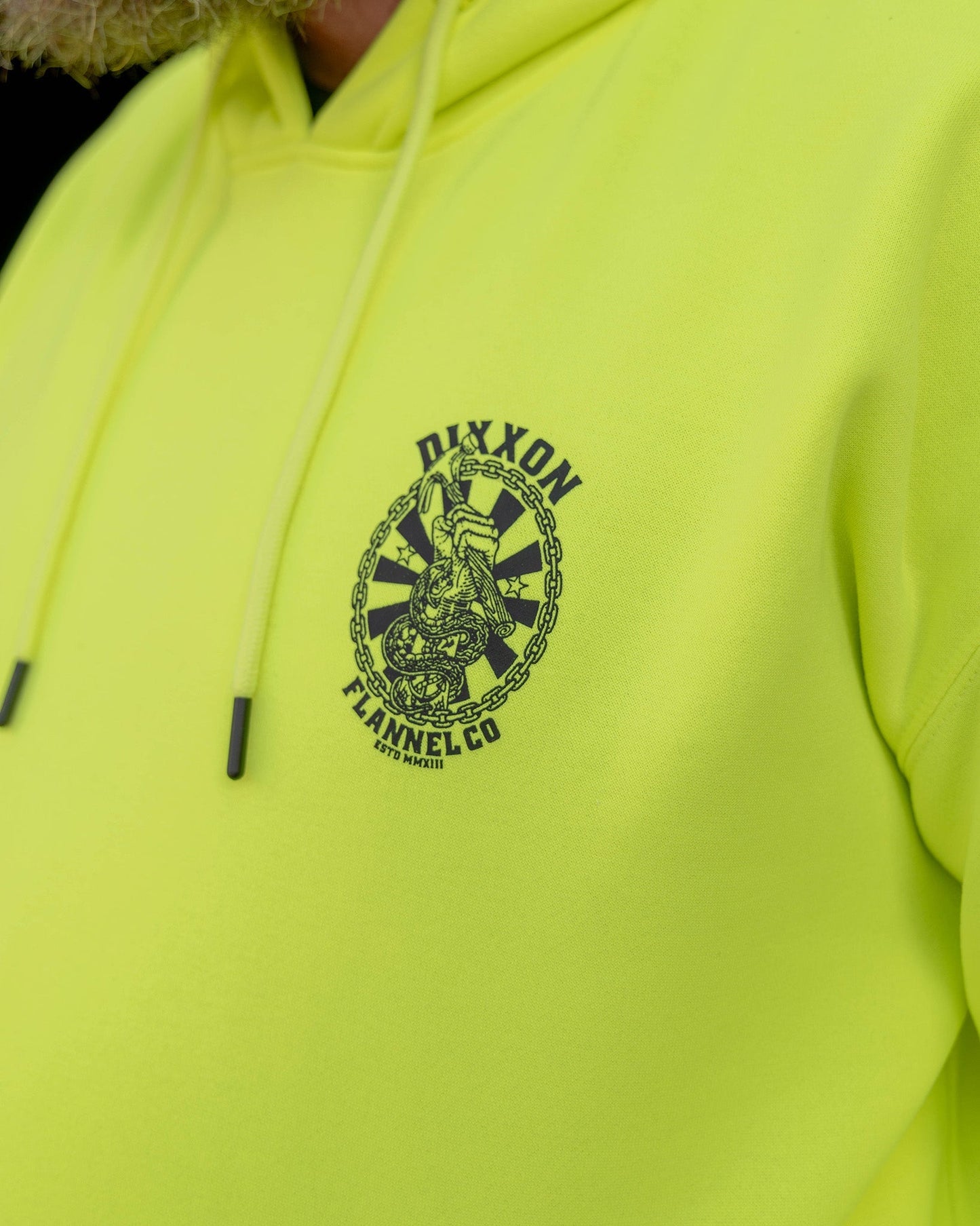 Black Hammersnake Pullover Hoodie - Safety Yellow