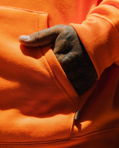 Black MFG Badge Zip Up Hoodie - Safety Orange